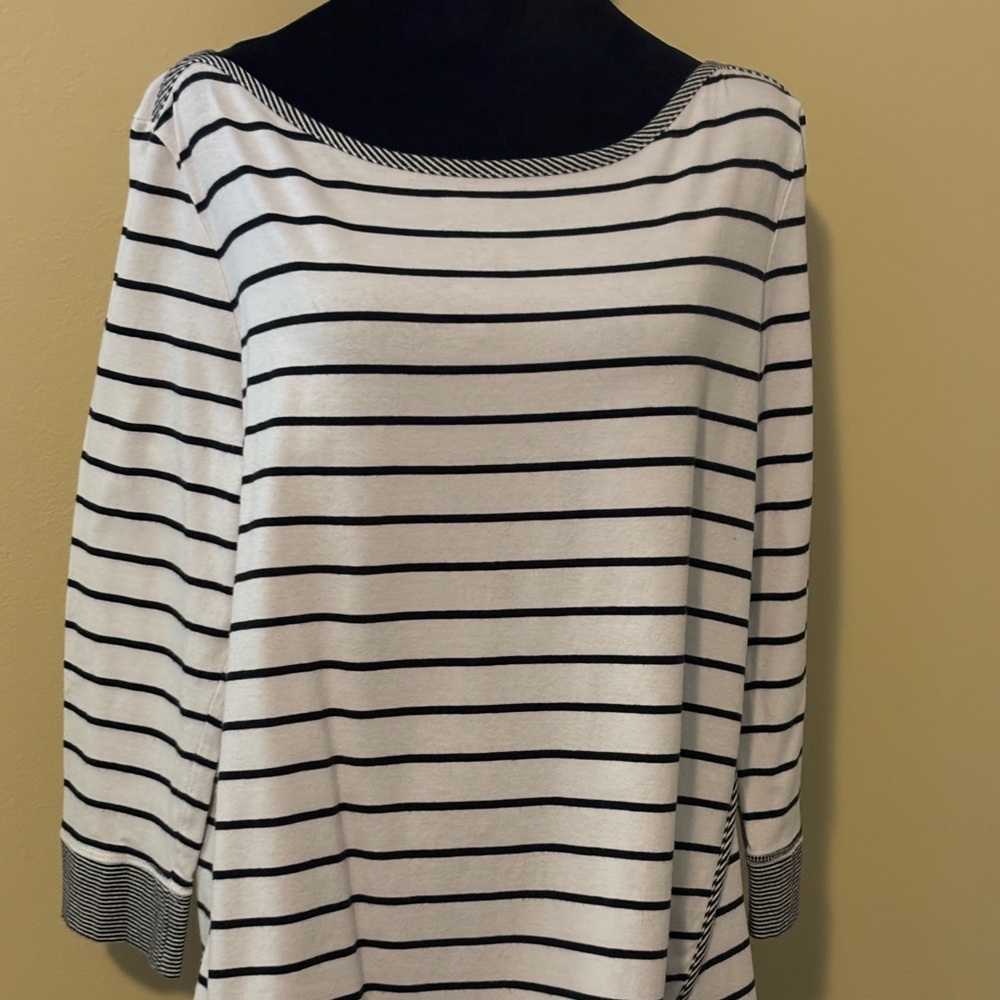T by Talbots 3/4 Sleeve Striped Shirt